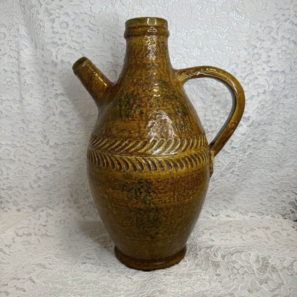 Rosenthal Netter Pottery Pitcher Jug Ewer Italian Art Vtg Rustic Textured MCM